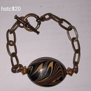 marble stone brass bracelet